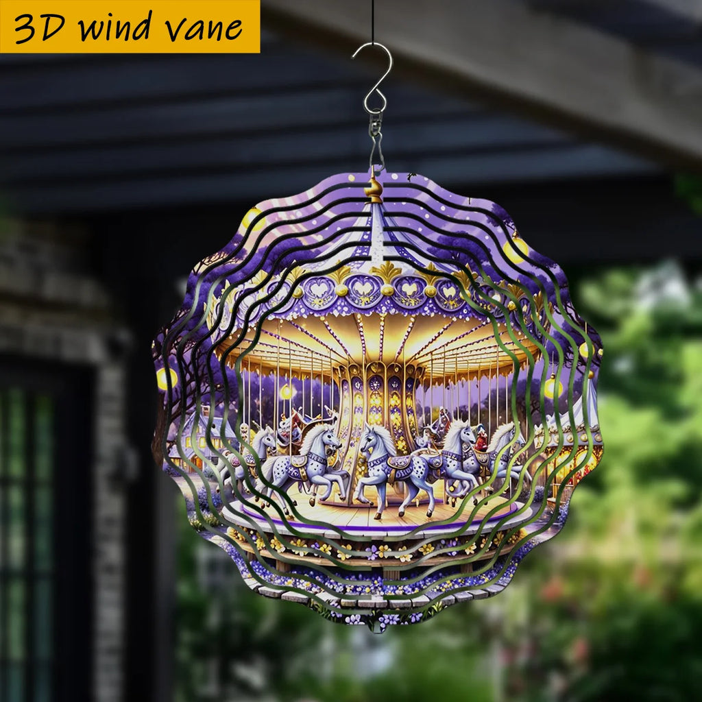 Auralis Windspiel Mandala 26 cm | Metall Wind Spinner | 360° Rotation | Garten Deko Lila