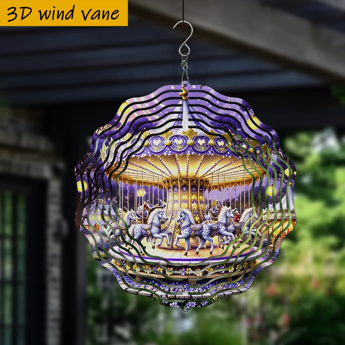 Auralis Windspiel Mandala 26 cm | Metall Wind Spinner | 360° Rotation | Garten Deko Lila
