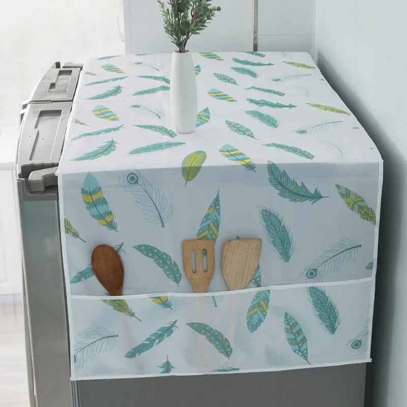 Homavera | Kühlschrank-Abdeckung mit Aufbewahrungstaschen | Staubschutz für Kühlschrank & Waschmaschine | 54 × 130 cm