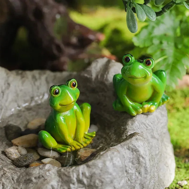 MiniFrogs Deko Frosch Figuren  Kawaii Mini Garten Deko | Harz Handbemalt | Blumentopf Zubehör