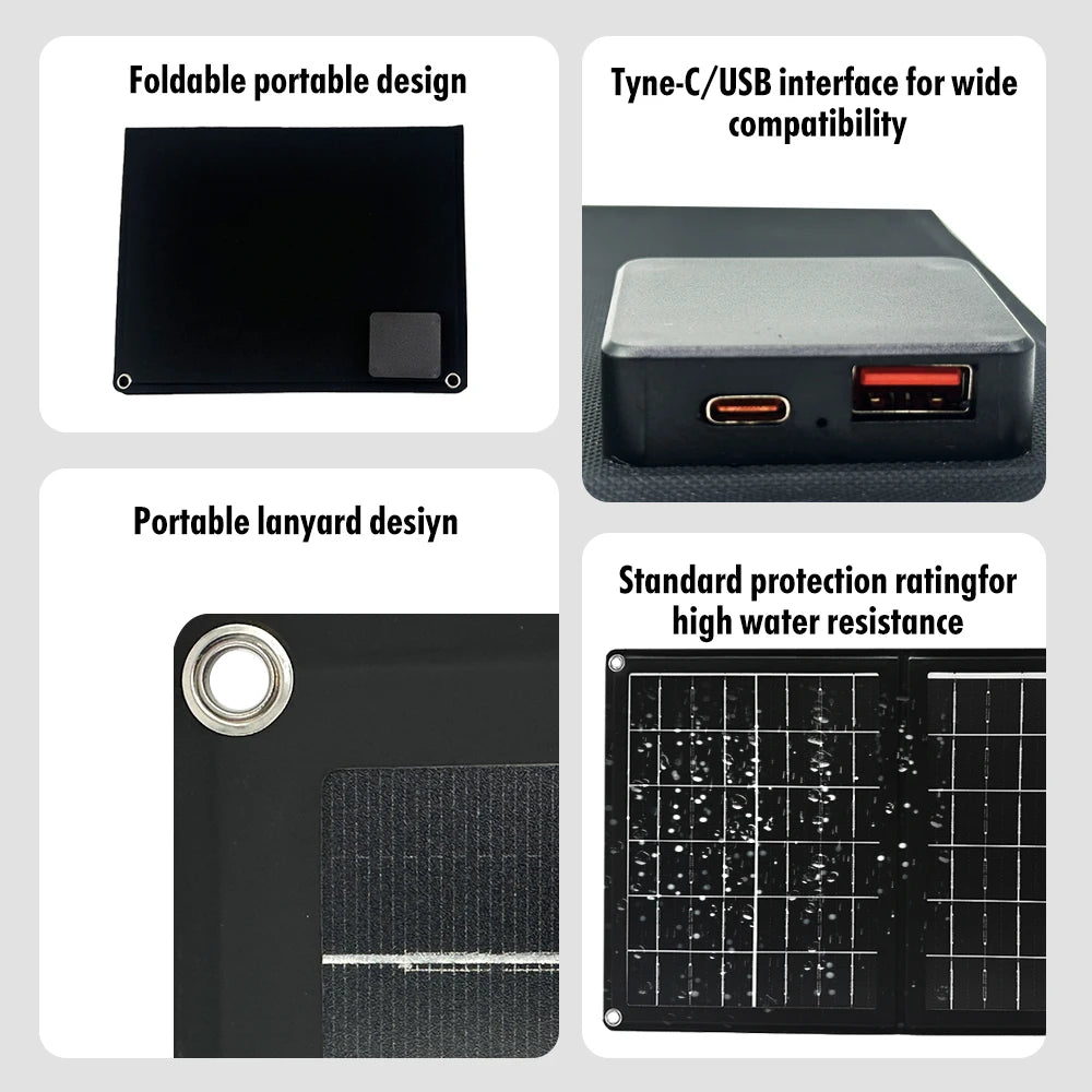 SolarVanta | Faltbares Solarladegerät 40W | Monokristallines Solarpanel | USB & USB-C | Für Camping und Outdoor