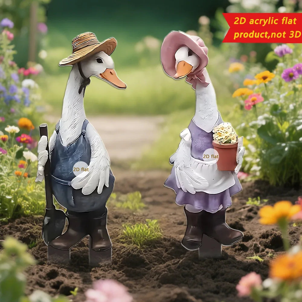 Gartelino Gartenstecker Ente | Verspielte Tierfigur | Acryl | für Rasen & Außenbereich