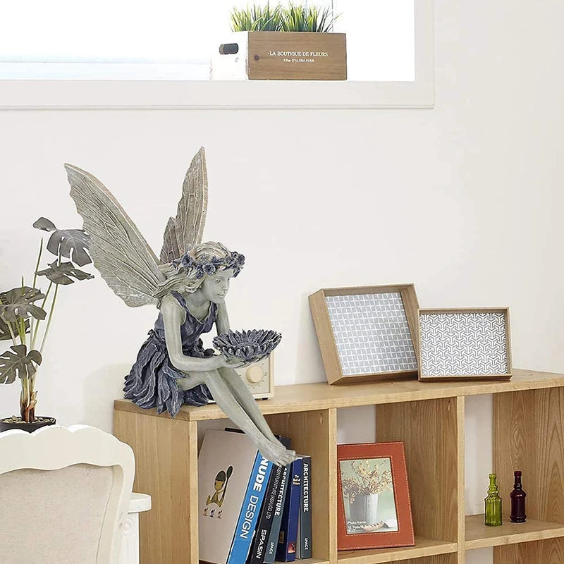 Elfenzauber Elfenfigur Statue | Resin Garten- & Wohnungsdeko | Engel Mädchen Ornament für Tisch & Garten