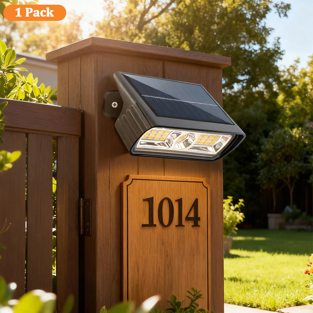 Luminaro | Solar-Hausnummernleuchte | 28 Warmweiße LEDs | Wasserdichte Garten-Wandleuchte 800 lm