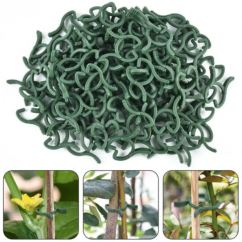 ClimbFix Garden Pflanzenclips 100/200er Set | 3 Größen | Rankhilfe Clips Grün