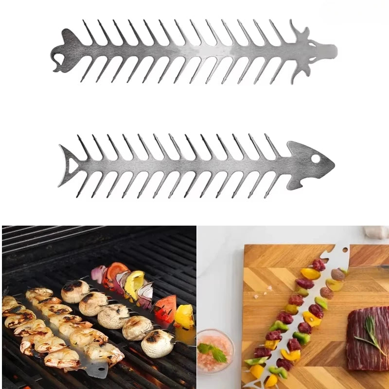 Emberix BBQ Spieße Set | Edelstahl Fischgräten-Design | 30 x 6 cm Grillspieße