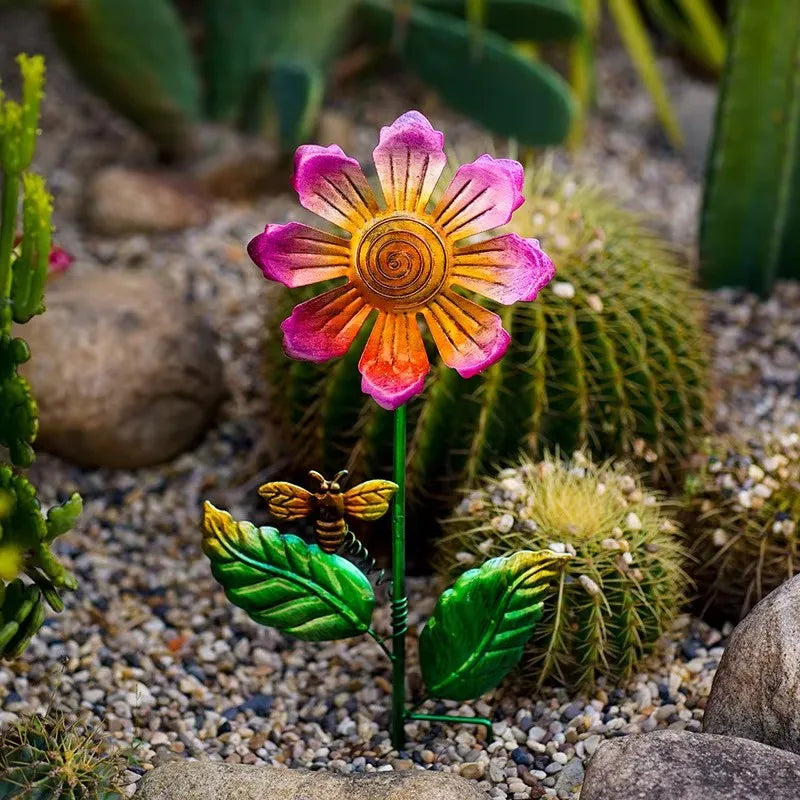 Floravera | Metall-Blumenstecker für den Garten | Dekorative Gartenskulptur | Wetterfestes Design für Rasen und Beete