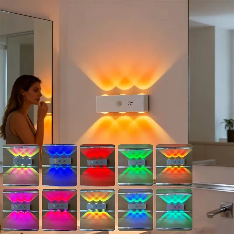 Lumivaro | LED Sensor-Wandleuchte | Bewegungsmelder | USB-C Akku | Dimmbar | RGB & 3 Lichtfarben