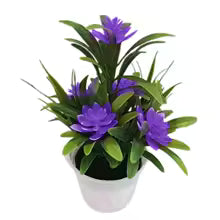Bloomora  Künstliche Blumen im Topf | Lotus & Blätter | Dekoration für Zuhause & Büro | 18 cm