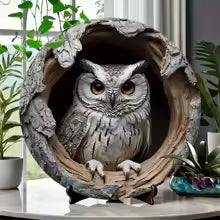 AnimaraHome Vintage Tier-Willkommensschild | Rund 20 cm | Katze, Eule, Schildkröte | Holz Deko