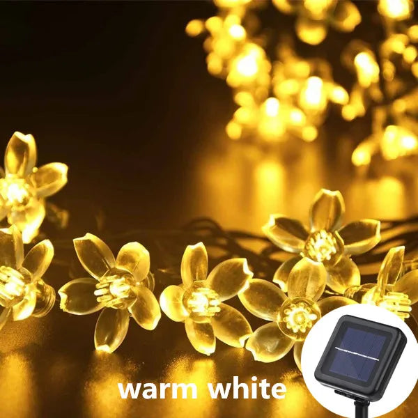 Floriva Solar String Lights Outdoor | Flower Design | 8 Modes | IP65 Waterproof | Warm White & RGB | 5 m / 7 m / 12 m