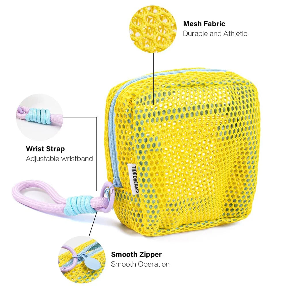 OrgaMesh | Kosmetiktasche aus Netzgewebe mit Reißverschluss | Kompakte Reise-Organizer Tasche 12 x 12 x 6 cm