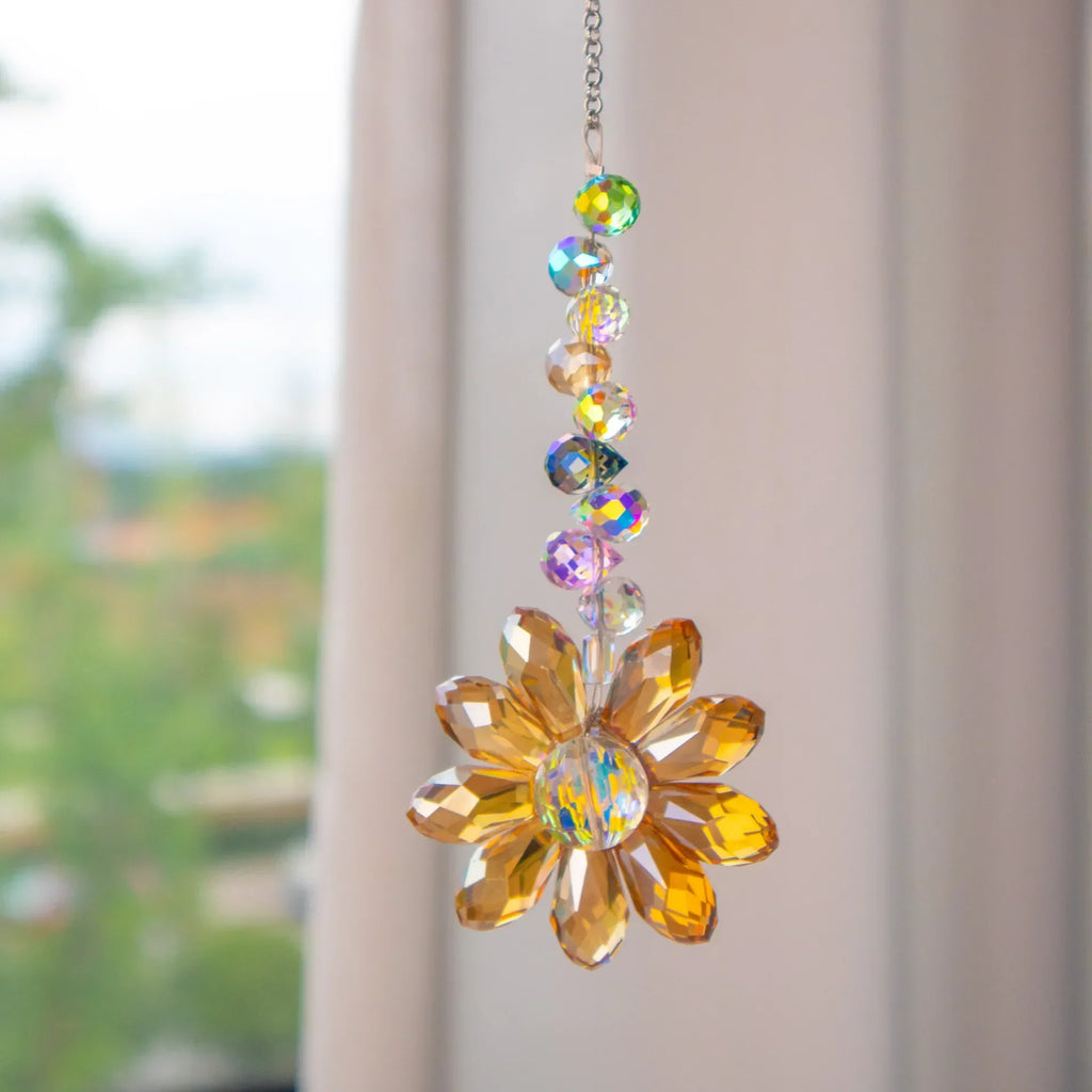 Crystal Suncatcher LumiMargarita | K9 Daisy Rainbow Catcher | Window & Garden Decoration | 32 cm | Gift Idea for Home