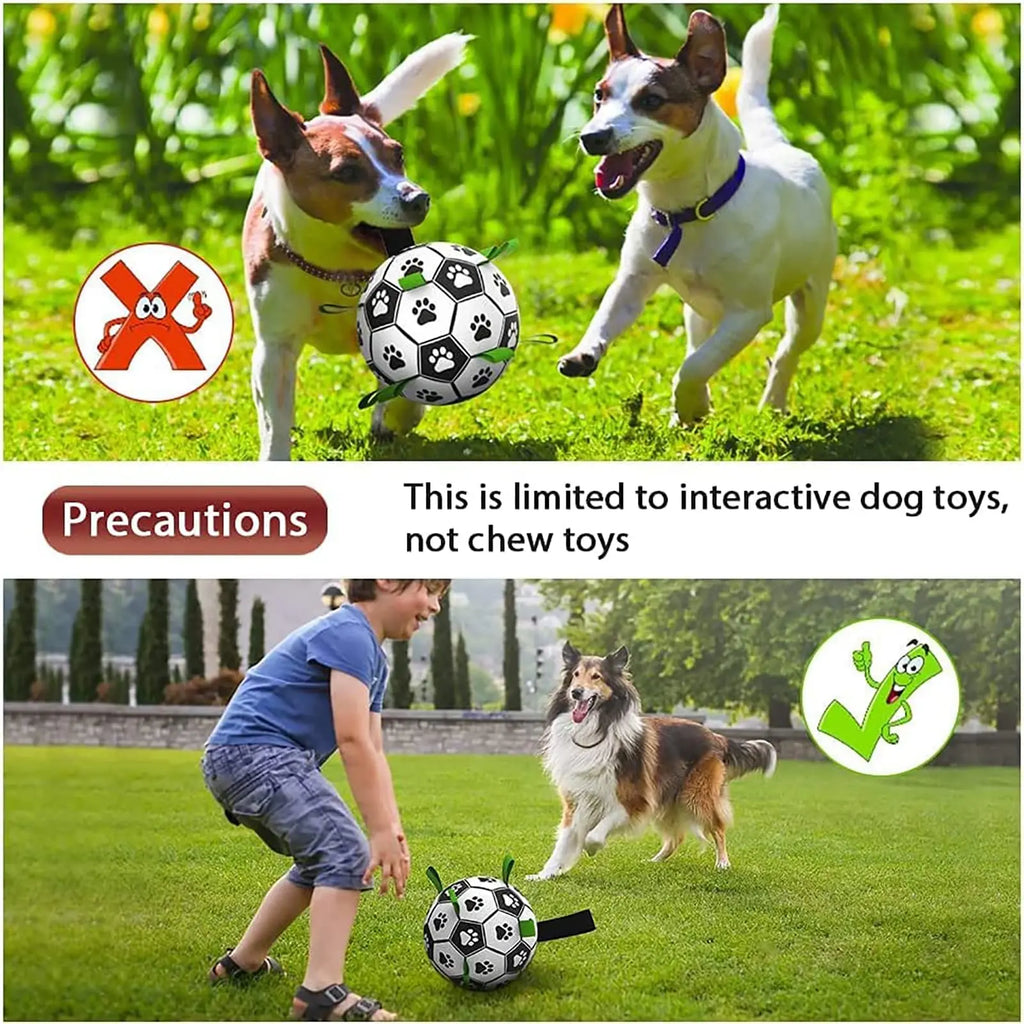 PawBall Pro Hunde Fußball Spielzeug | Interaktiver Trainingsball mit Zugschlaufen | Für große Hunde | Outdoor Apport & Training | PawBall Pro