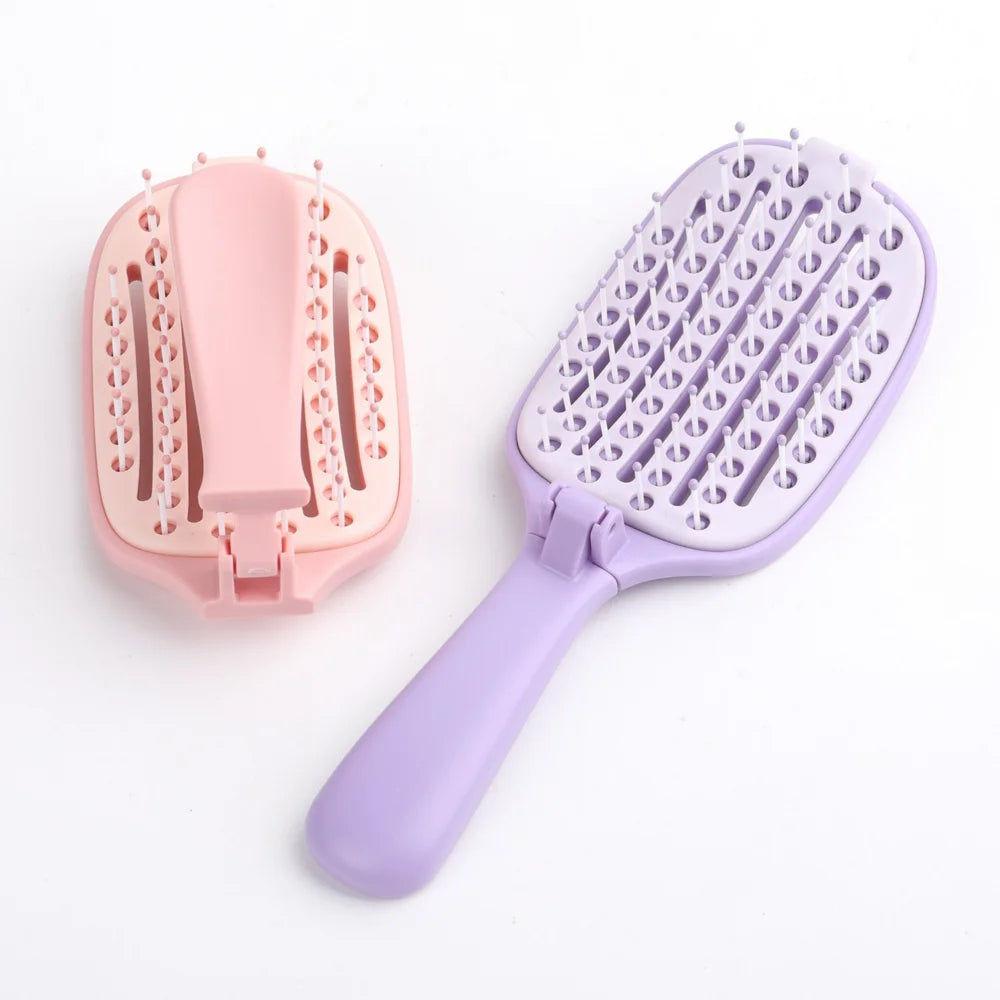 GlamBrush Selbstreinigende Haarbürste | Faltbar | Anti-Statik Massagekamm | Für Damen & Mädchen | Zuhause & Salon