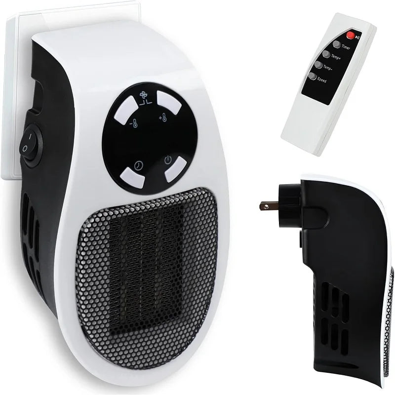 EcoHeat Plug-in Fan Heater | Energy Efficient & Quiet | Digital Thermostat & Timer | EU Plug