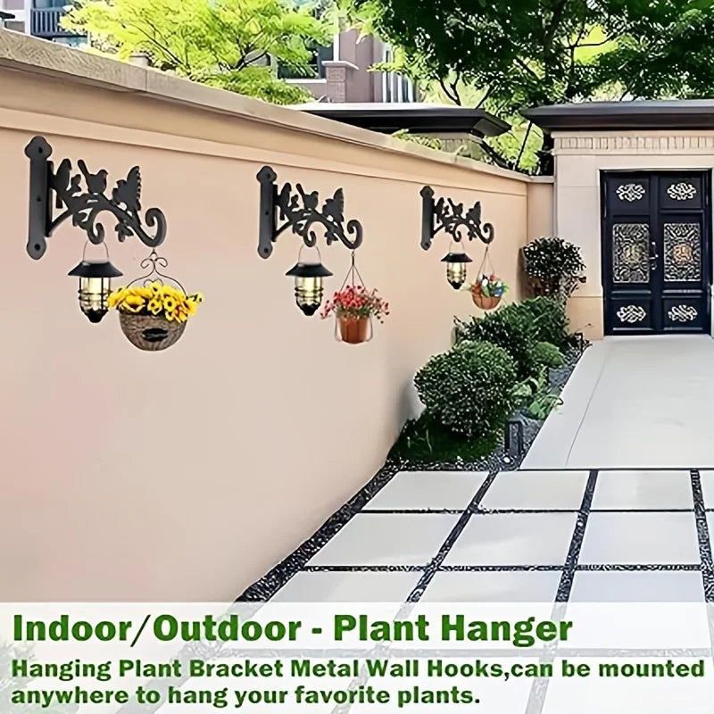 Floravia | Wandhalter für Blumenampeln mit Vogel- & Blattdesign | Metall-Pflanzenhaken für Garten und Balkon