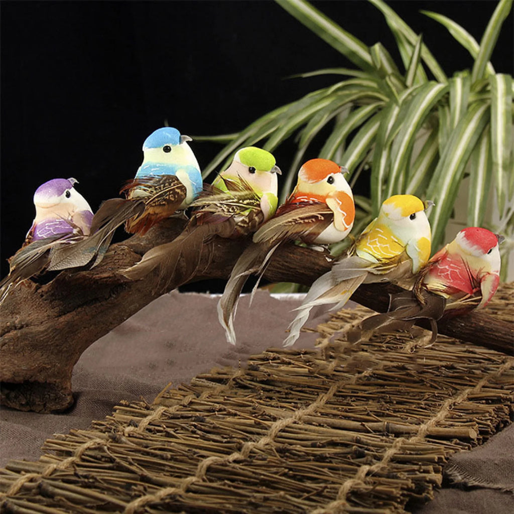 Aviora | Deko-Vogel Set 6-teilig | Realistische Spatzen-Figuren | 10 cm für Basteln & Dekoration