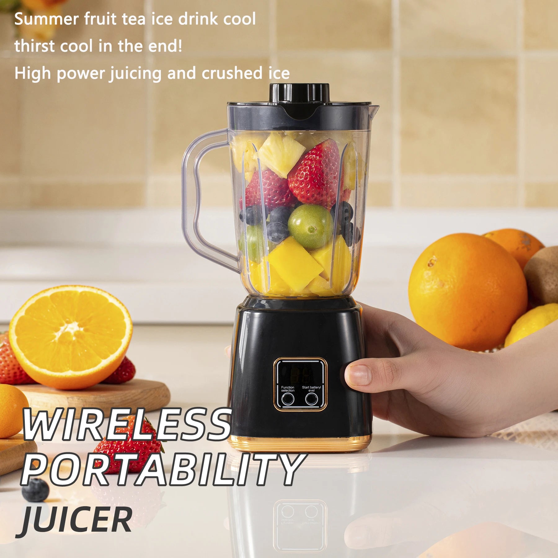Blendiva Tragbarer Mini-Smoothie-Mixer | 7,4 V | LED-Display | USB wiederaufladbar | 23,5 cm