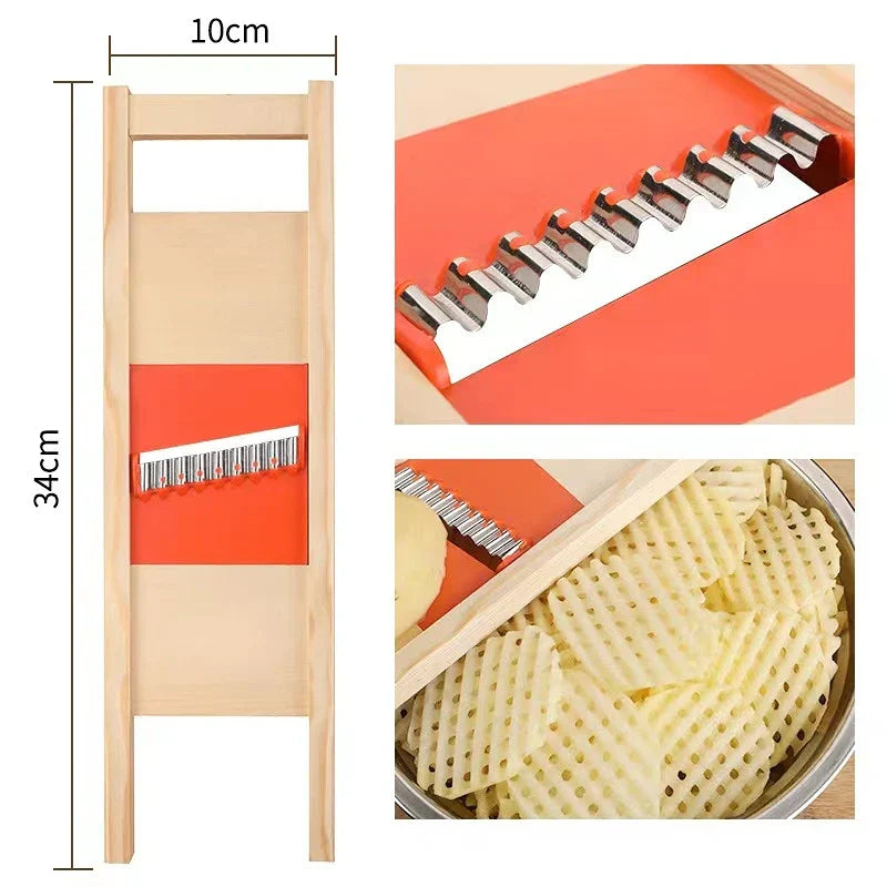 Gridello Potato Cutter | Stainless Steel Grid Slicer | For Fries, Chips & Vegetables | 34 cm Length