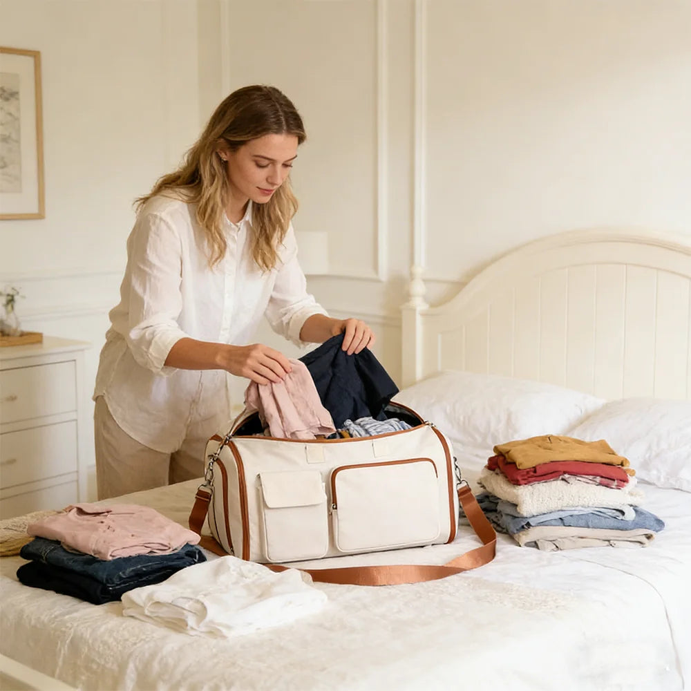 TravelEase Kleidersack Reisetasche 2-in-1 | Faltbar & Knitterfrei | Oxford Stoff | 20–35L