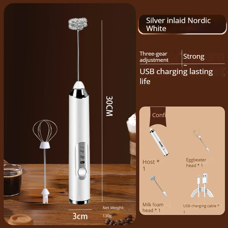 CREMIX Electric Milk Frother & Mixer | 3 Speeds | Double Stainless Steel Attachment | USB Charging