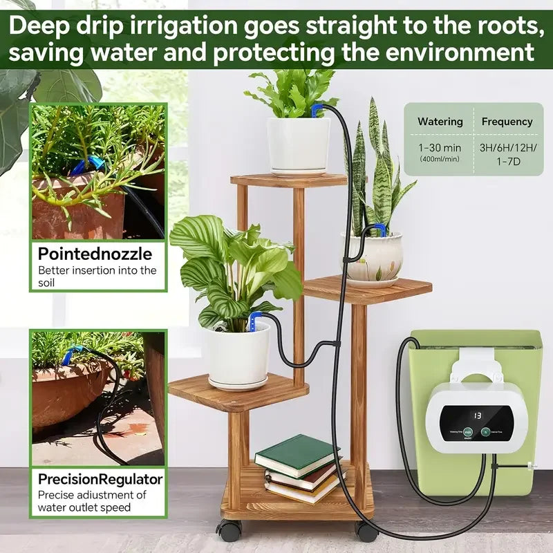 AquaFlow Control USB Bewässerungssystem | Automatische Tropfbewässerung | 300 Programme | Indoor