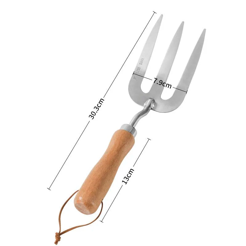 Gartessa Gartenwerkzeug Set 5-teilig | Edelstahl Heavy Duty | Holzgriff | Mit Transplantierkelle