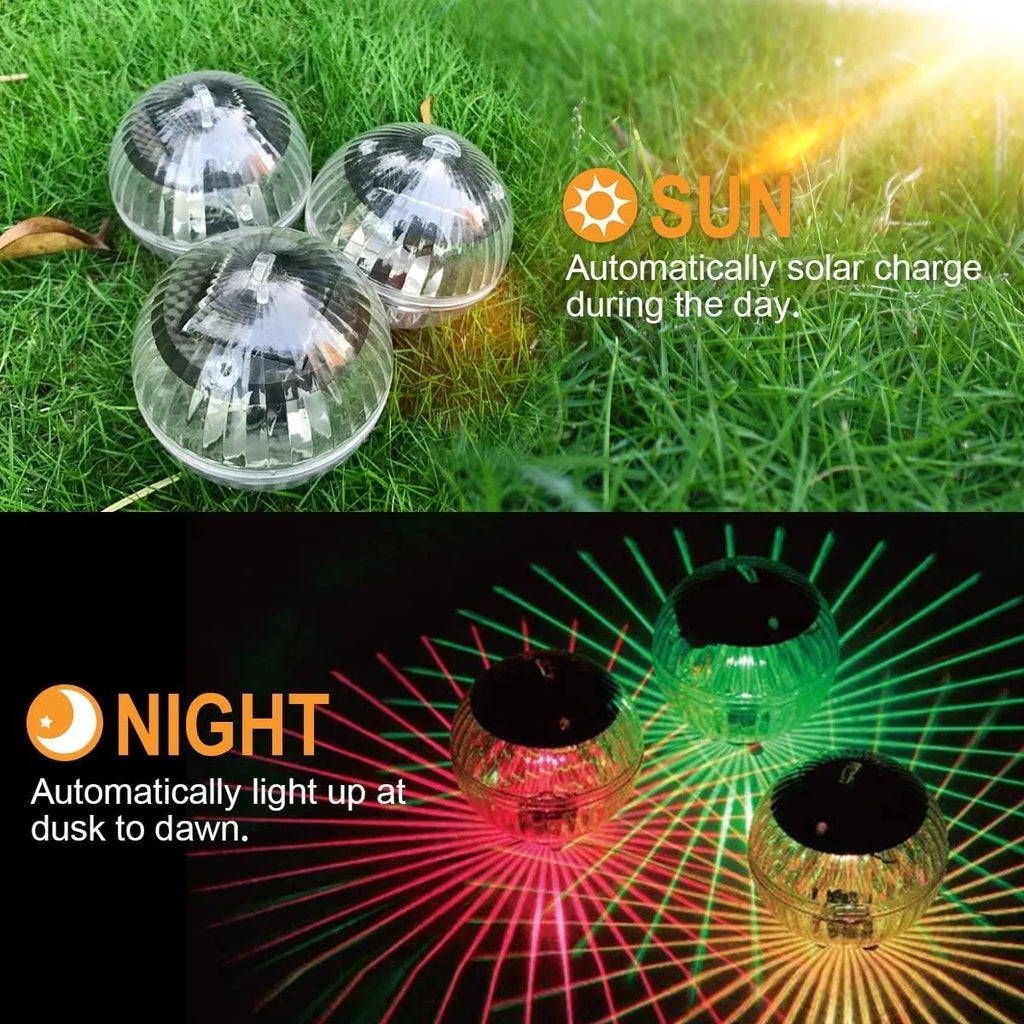 AquaLumé Solar Schwimmleuchte LED Kugel | RGB Farbwechsel | IP65 Wasserdicht | 10 cm