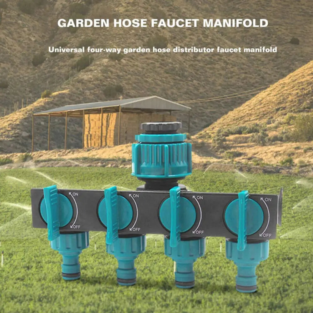 HydroFlex 4-Wege Wasserverteiler | 1" auf 3/4" & 1/2" Anschluss | Gartenbewässerung Verteiler | ABS Kunststoff