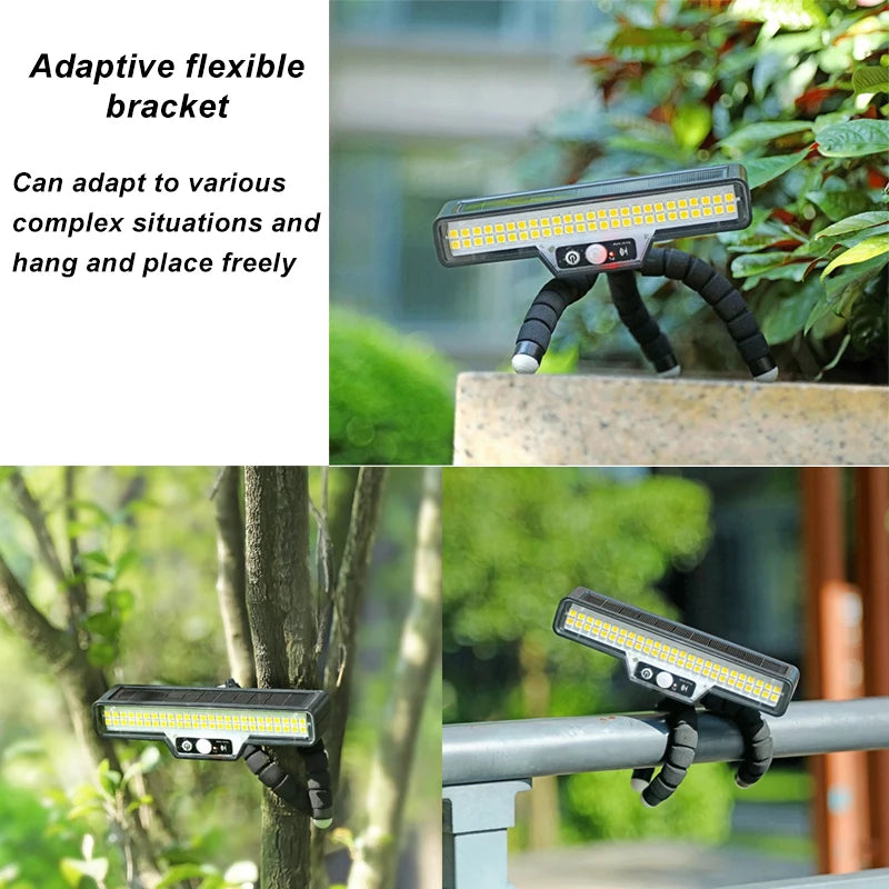 FlexiGlow Solar LED Bewegungsmelder Licht | IP44 Wasserdicht | Flexibler Octopus-Stand | Garten & Camping