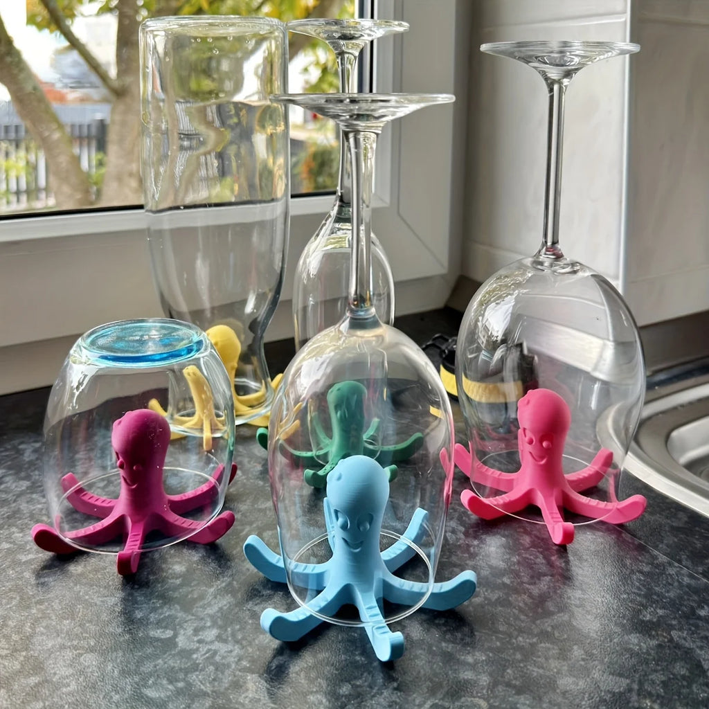 CupTako Tragbarer Flaschenhalter & Trockengestell | Octopus Design | Küchen- & Trinkbecherablage