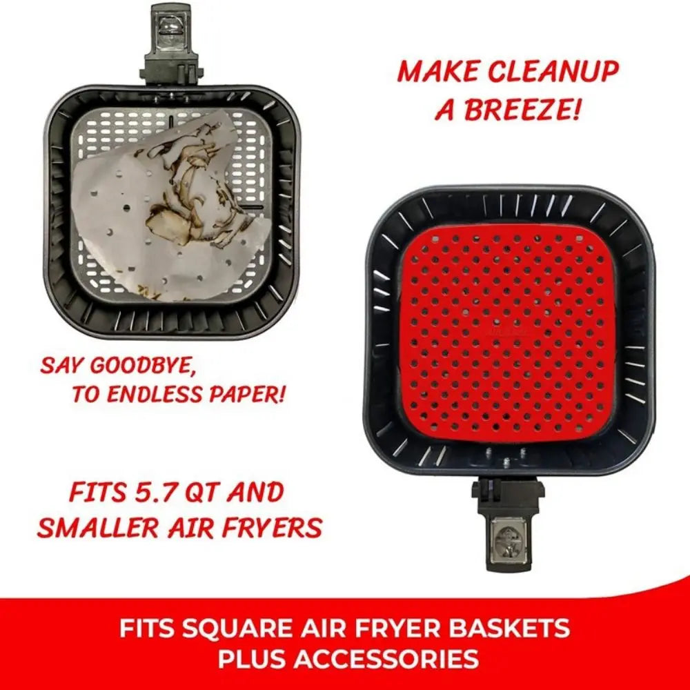 AirBake Pro Silikon-Backmatten für Heißluftfritteuse | Ölfilter & Hitzeschutz | Wiederverwendbar | 23×24×3 cm