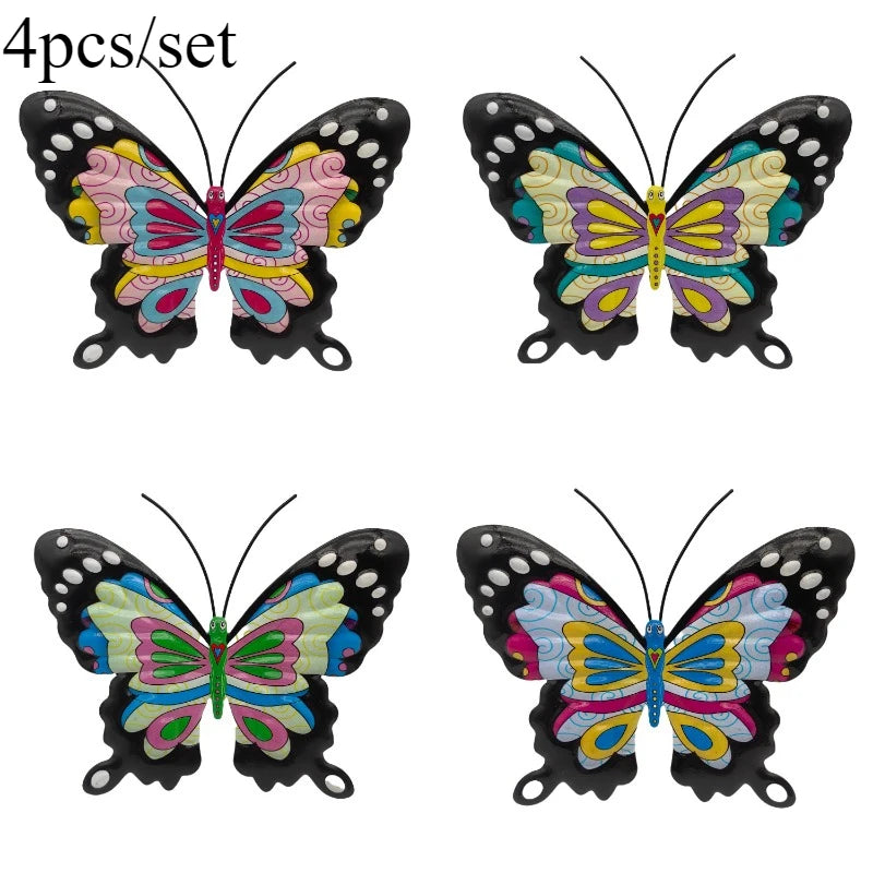FLORAVENTO Metall Schmetterling Wanddeko Set | 4er Set | Rostfrei | Für Garten & Zaun