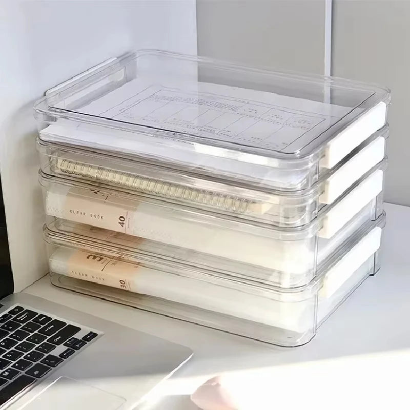 ClearStack Dokumentenbox A4 | Transparent | Stapelbar | Staubgeschützt