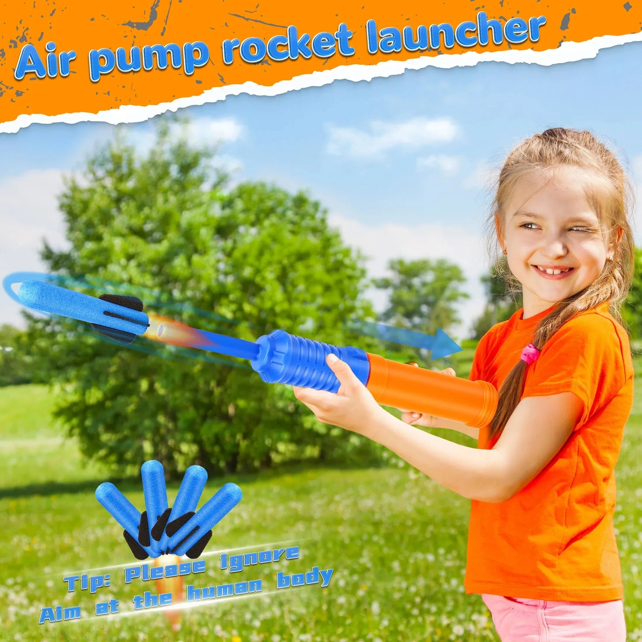 SkyBlast Schaumstoff-Raketenstarter für Kinder | Outdoor-Raketenset mit 3 Soft-Raketen | Flughöhe bis zu 15 m