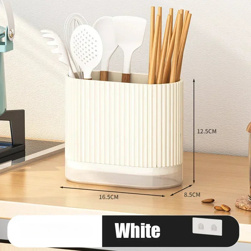Cutlery Organizer Duo | Wall-Mountable Cutlery Holder | No Drilling | Drip Function | 16.5 × 8.5 × 12.5 cm
