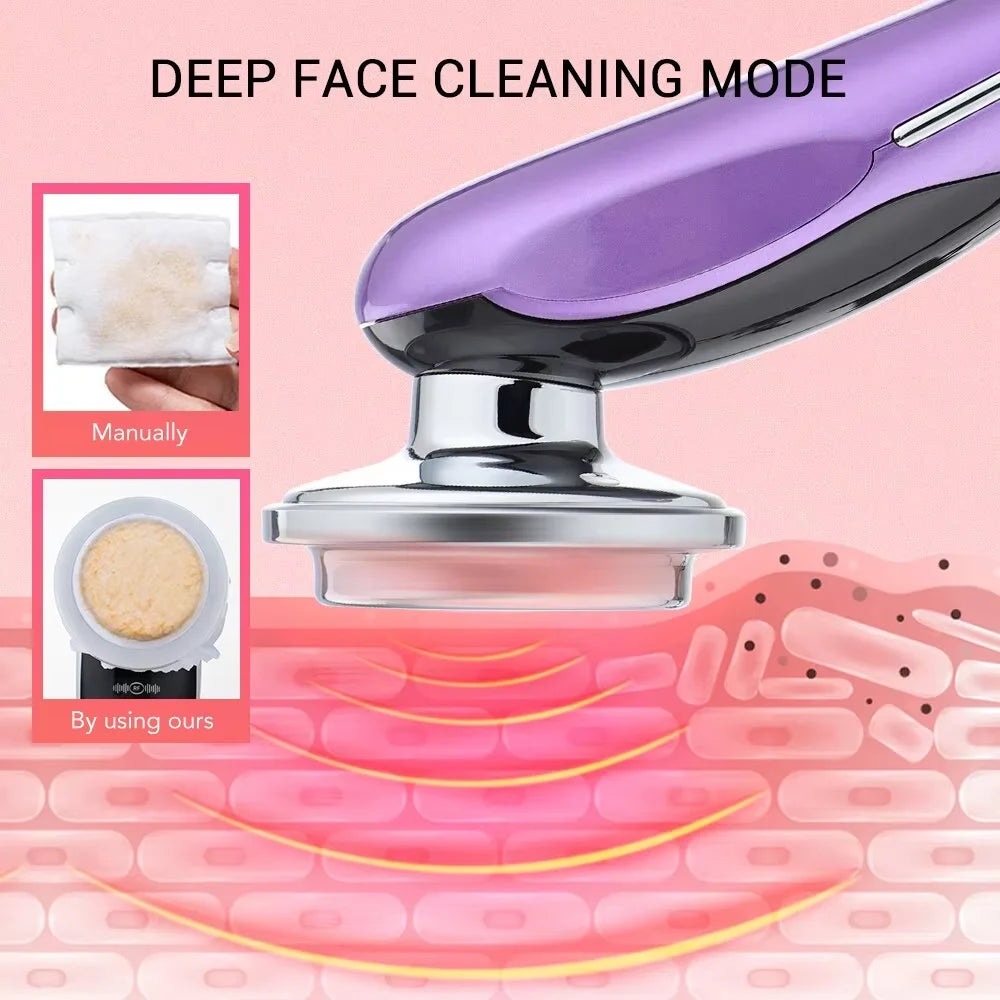 Dermalviora Gesichts Massagerät 7-in-1 | EMS & RF Mikrostrom | LED Lichttherapie Anti-Falten Beauty Gerät