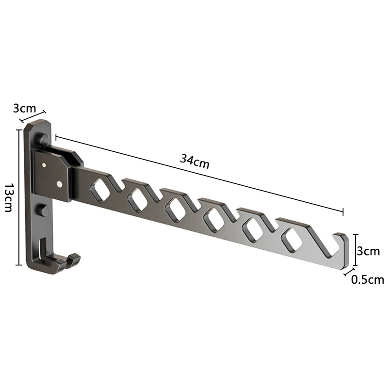 Aerlivo Wand Wäscheständer 180° Schwenkbar | Klappbar | Aluminium 13 x 34 x 3 cm