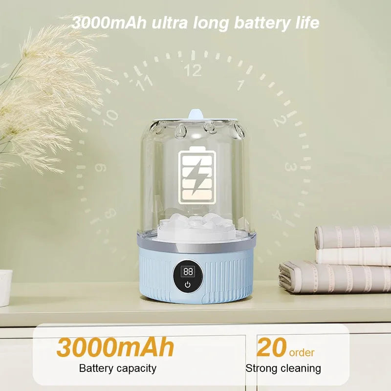 WashGo Mini-Waschmaschine | Tragbare Akku-Waschmaschine | 1 L Fassungsvermögen | 4000 mAh
