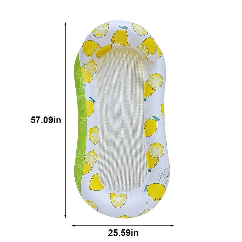 AquaLiva Inflatable Pool Lounger Rooxin | Ergonomic Pool Air Mattress with Net & Armrests | For Pool, Lake & Beach