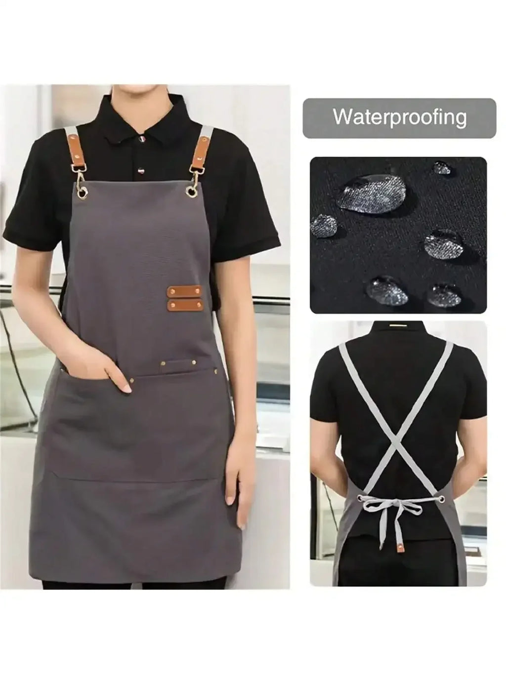 BRAVENTO Kochschürze Unisex | Cross-Back Design | Wasserdicht | Verstellbare Träger | Große Taschen