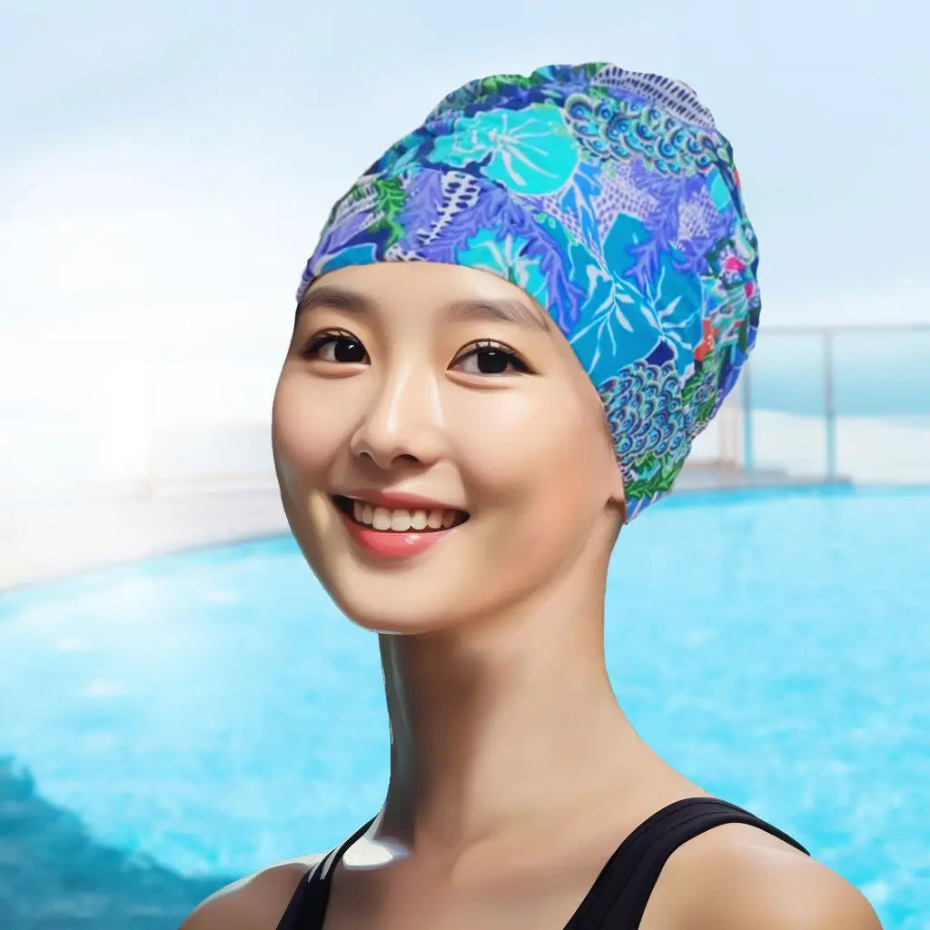 AquaLisse Damen Badehaube für lange Haare | Elastisch & Faltbar | Glattes Komfortdesign