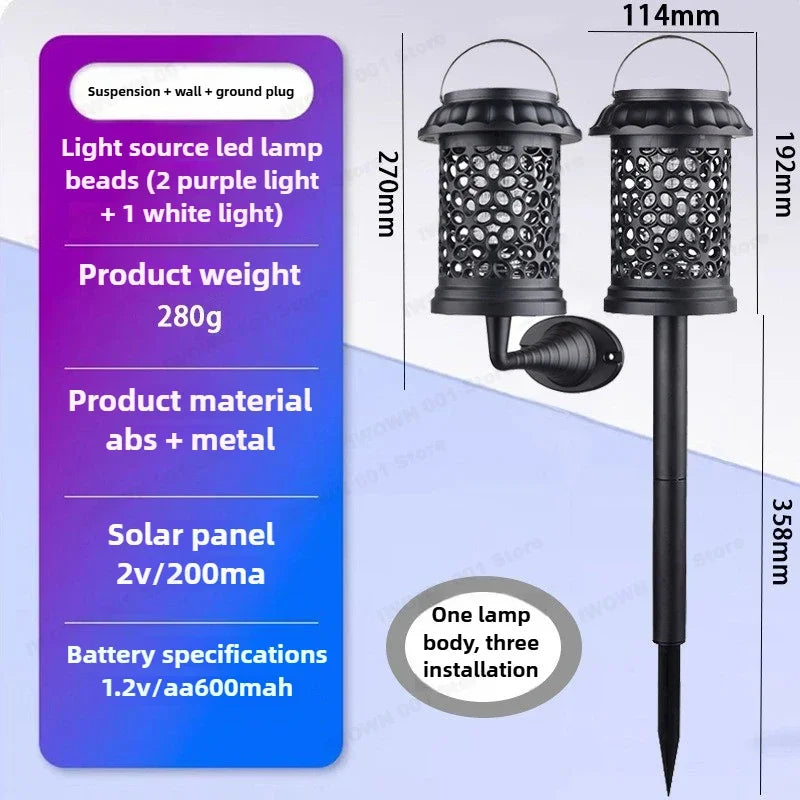 MosquiSolar | Solar LED Mückenfalle für Garten | Wasserdichte Insektenlampe mit UV-Licht | Solar Gartenleuchte für Terrasse & Camping