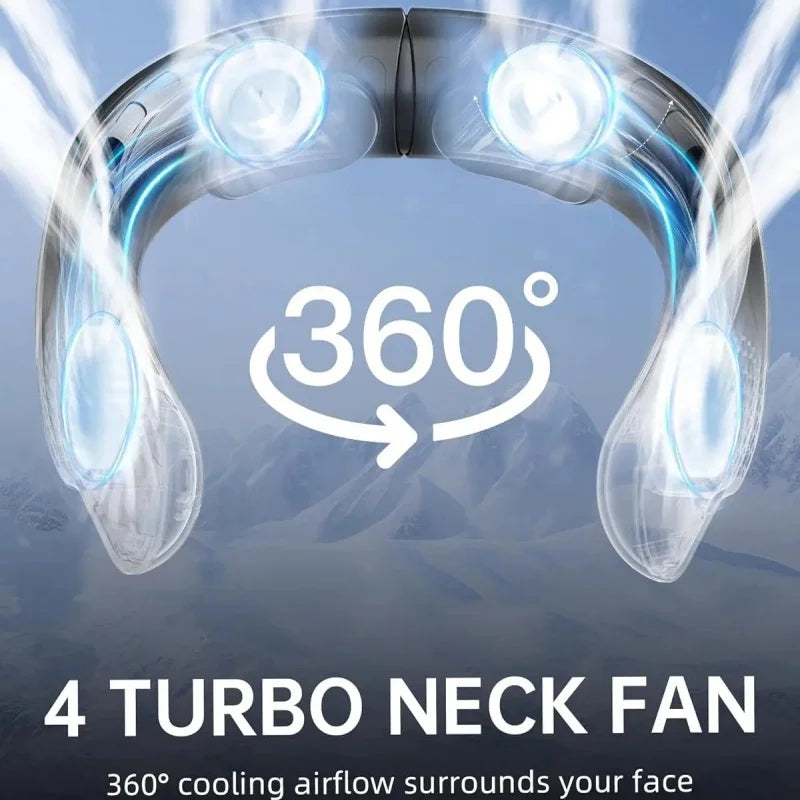 Aervyra Nackenventilator | 4-Turbo Luftstrom | 4000mAh Akku | Bladeless Tragbarer Ventilator mit LED-Display