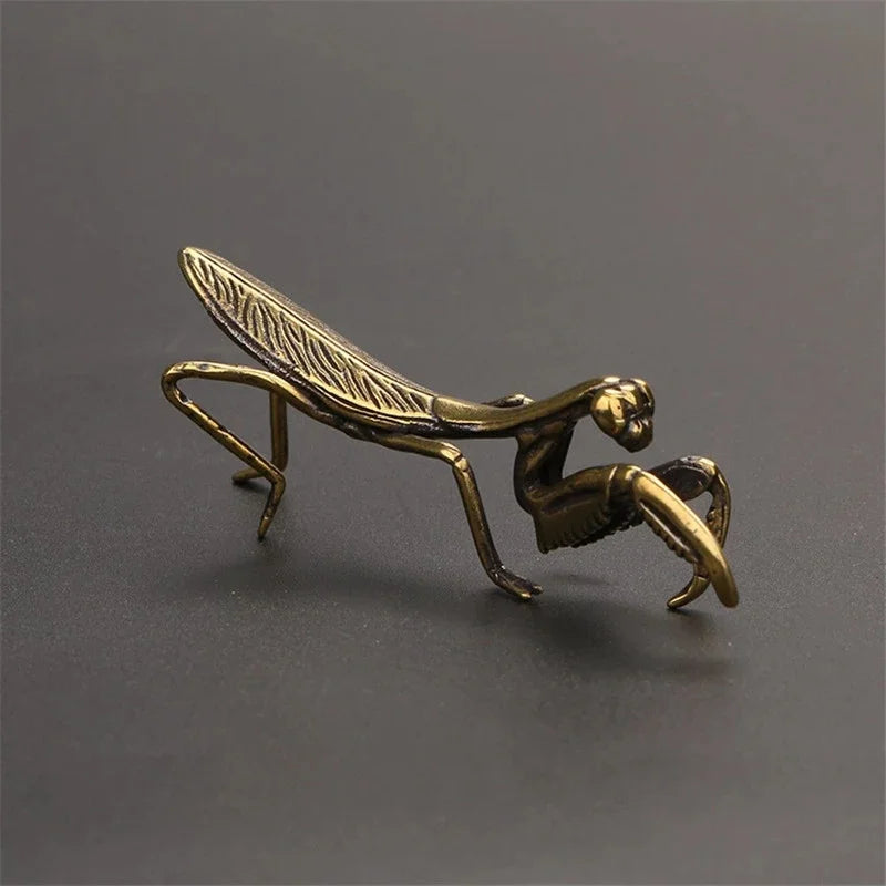 Auravento Kupfer Gottesanbeterin Miniatur | Vintage Deko Figur | 7,2 cm Blumentopf & Tea Pet Ornament