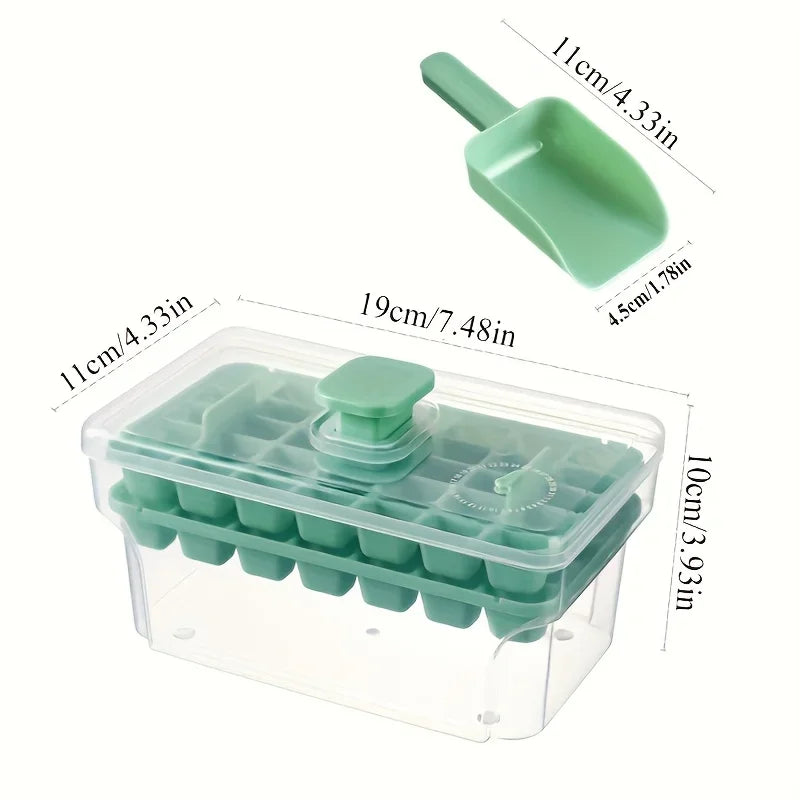 FROSTIVIA Eiswürfelform mit Deckel & Box | 68 Eiswürfel | Press-Mechanismus | BPA-frei PP