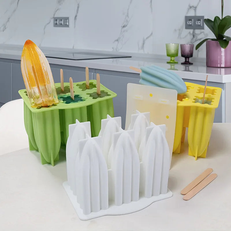 Glacelle Eis am Stiel Form 6er Set | Schnelles Gefrieren | Silikonform mit Deckel & Stielen | Wiederverwendbar