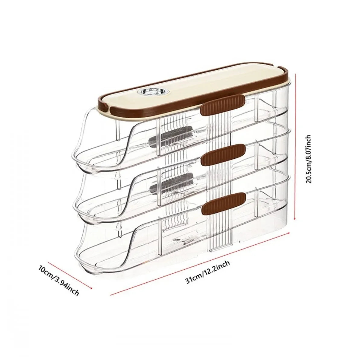FrischRoll Eierhalter für Kühlschrank | Automatischer Roll-Organizer | Transparente Eier Aufbewahrungsbox stapelbar mit Deckel