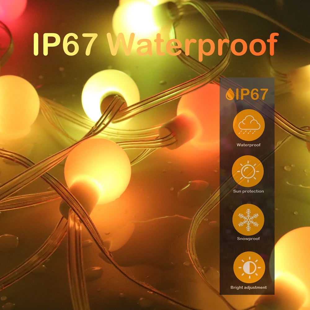 Luminexa LED-Lichterkette | Individuell Adressierbare RGB-Kugeln | IP67 Wetterfest | 4,5 m / 9 m